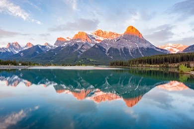sunset in banff national park. alberta, canada.