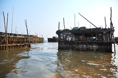 tonle sap lake in cambodia is 160 km long and 54 km wide and is the largest freshwater lake in southeast asia.