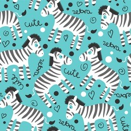 childish seamless pattern with cute zebras