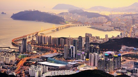 skyline of busan, south korea at night.
