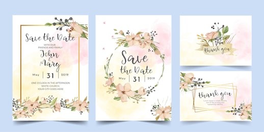 wedding invitation, floral invite thank you, rsvp modern card design.vector elegant watercolor rustic template