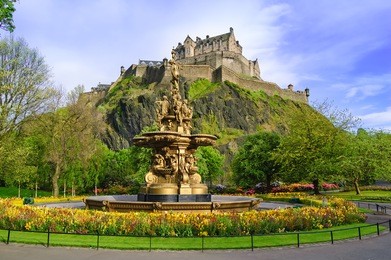 ross fountain landmark in pinces street gardens. edinburgh, scotland, uk.