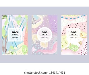 set of creative social media sale headers or banners with discount offer. design for seasonal clearance. it can be used in advertising, web design, graphic design