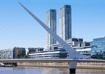 woman's bridged or puente de la mujer in district puerto madero in the center of the city of buenos aires  in argentina south america