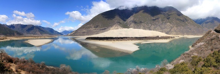 panorama of yarlung zangbo river in tibet, china