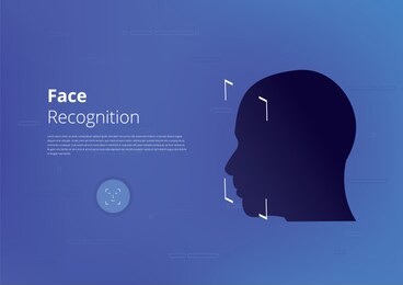 face id recognition application template vector illustration