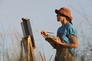 painting in the landscape. debbie hilditch landscape painter on location
