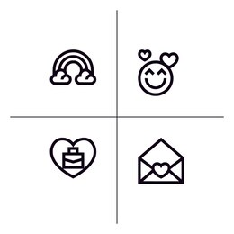 符号 最喜欢的 工单 线 购买 概念 图标 隔离 标志 简单 象形图 在 爱 解决方案 幸福 扁平 设计 线性 信函 向量 黑色 和 白色 元素 产品 线性 设置 业务 彩虹 透明 背景 插图 信息 互联网