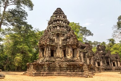thommanon temple ruins is khmer ancient temple in complex angkor wat in siem reap, cambodia in a summer day