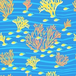 coral reef fish colorful seamless pattern for kids. under the sea