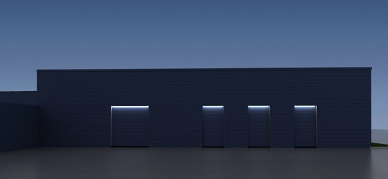 3d render exterior mall at night, exterior visualization, 3d illustration