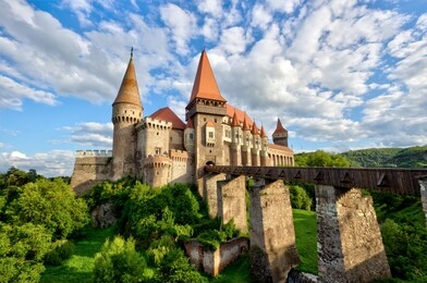 hunedoara castle, also known a corvin castle or hunyadi castle, is a gothic-renaissance castle in hunedoara, romania. one of the largest castles in europe.
