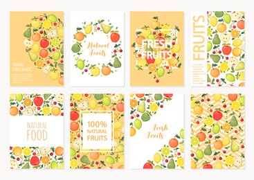 set of vector cards notes and banners with fruits