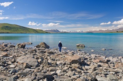 observer at lake tekapo in new zealand