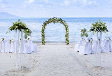 wedding on the beach .