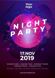 vector iilustration dance club night summer party poster flyer layout template. colorful music disco banner design. - vector