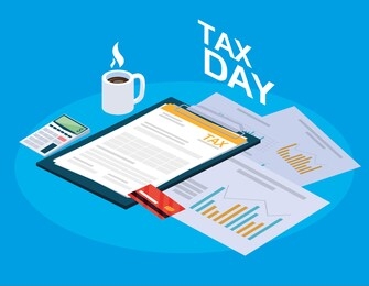 tax day with clipboard and business icons