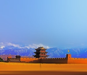 ancient chinese great wall building jiayuguan