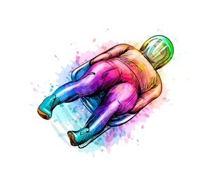 abstract luge sport winter sports from splash of watercolors. vector illustration of paints.