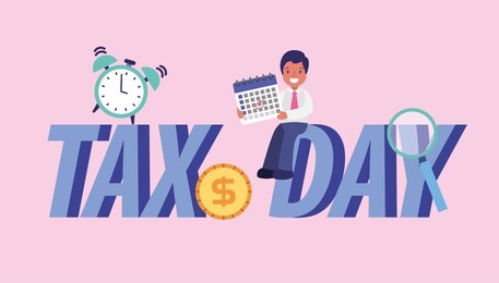 tax day businessman and office cartoons vector digital image graphic