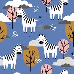 zebras and trees, seamless pattern