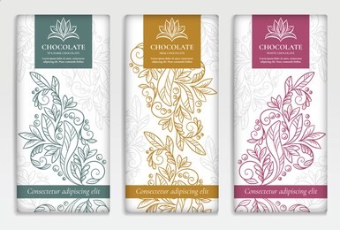 vintage set of chocolate bar packaging design. vector luxury template with ornament elements. can be used for background and wallpaper. great for food and drink package types.