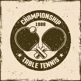 table tennis vintage round emblem, label, badge or logo. vector illustration on background with removable grunge textures