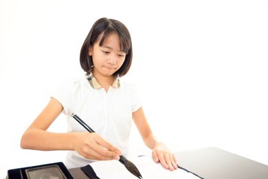 child studying