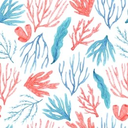 seamless pattern of watercolor hand-drawn corals and seaweed. perfect for fabric, stationery and other printing products.