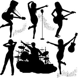 vector silhouette of musical band