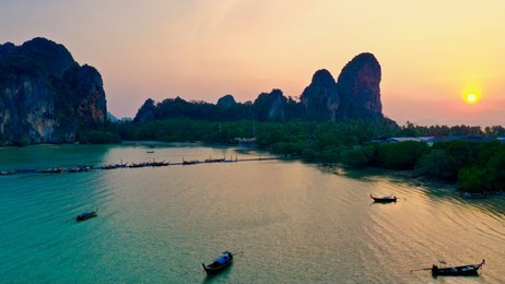 sunset in thailand railay beach