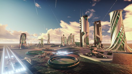 futuristic city 3d render