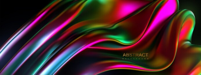iridescent squeezed shape. vector 3d illustration. abstract vivid background. colorful graphic design trend. multicolored gradient substance. liquid neon colors leak. modern cover template