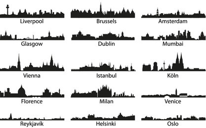 vector silhouettes of the cities