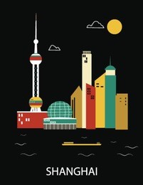 shanghai china. vector