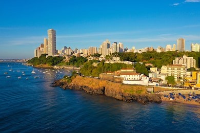panoramic view of porto da barra beach during sunset in salvador bahia brazil