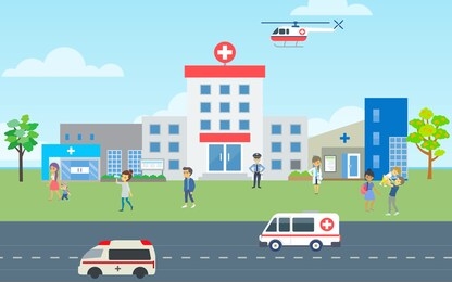 modern hospitals and offices. lifestyle of the people in the city