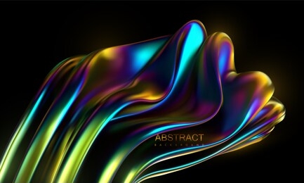 iridescent squeezed shape. vector 3d illustration. abstract holographic background. colorful graphic design trend. multicolored gradient substance. liquid neon colors leak. modern cover template