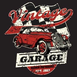 vector vintage sport racing car, t-shirt graphics, vintage typography - vector, t-shirt print, kid graphic, vector artwork for children wear in custom colors, vintage car labels, 