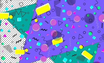 pop art color background. memphis pattern of geometric shapes for tissue and postcards. vector illustration. hipster style 80s-90s. abstract colorful funky background.