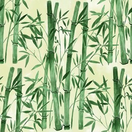 botanical watercolor seamless pattern . bamboo branches on a light green background.