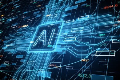 creative ai background with forex chart. artificial intelligence and invest concept. 3d rendering 