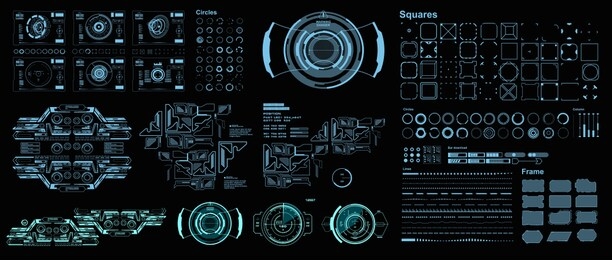 hud futuristic virtual graphic touch user interface, target. hud dashboard display