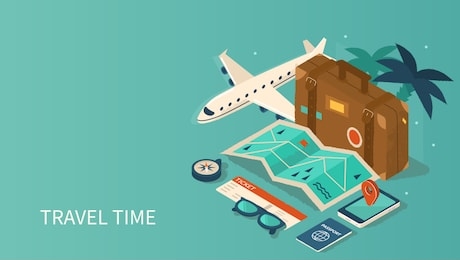 travel and tourism booking concept template. can use for web banner, infographics, hero images. flat isometric vector illustration isolated on white background.