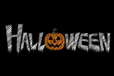 halloween typography - white letters on black background.