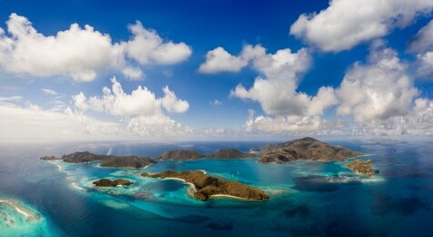aerial view of tropical islands in the british virgin islands