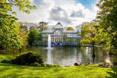 crystal palace (palacio de cristal) in retiro park,madrid, spain.
