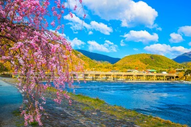 togetsukyo bridge in arashiyama kyoto japan