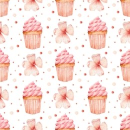 bakery watercolor illustration seamles pattern