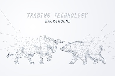 wire frame bearish and bullish trend, technology trading for stock market, vector art and illustration.